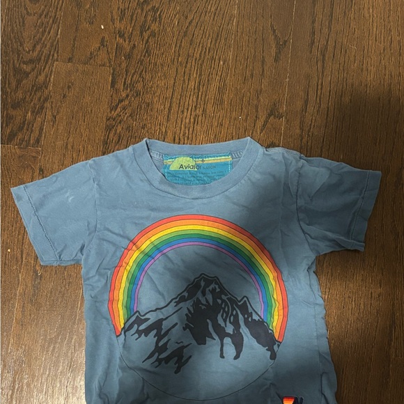 Aviator nation Kids Blue Rainbow Mountain T-Shirt - Picture 1 of 3